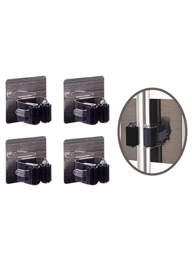 sokany 4 Pieces Mop Holder, Self Adhesive No Drilling Hooks, Anti Slip Broom Hanger Hooks, Wall Mount Storage Tools, Organizer for Home Improvement, Laundry, Bathroom, Kitchen, Garden Tools (Black, White, Sliver)  - Image 5