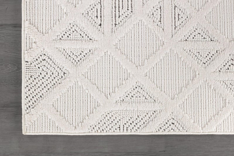 Luul Home Modern Micro Loop Indoor Area Rugs for Living Room Bedroom Kitchen Geometric Square White 5x7 Luxury Durable Low and High Pile Non-Shedding Stain Resistant Soft Area Carpet 5 x 7 - Image 5
