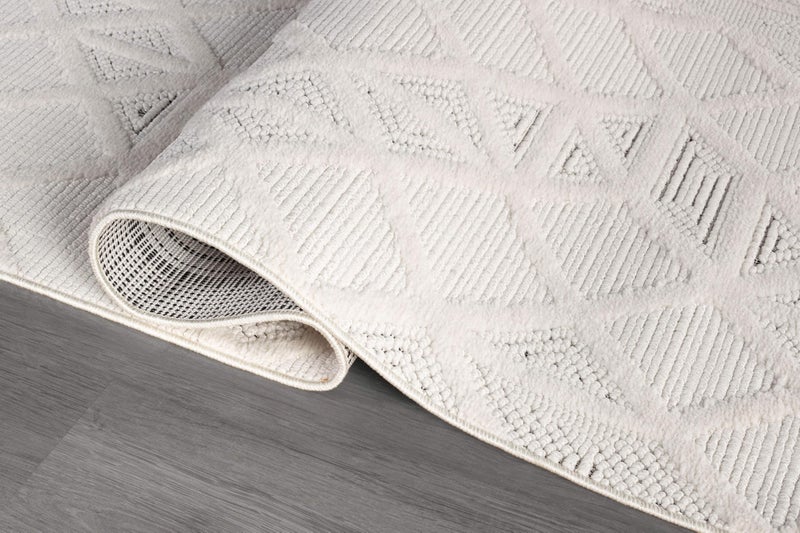 Luul Home Modern Micro Loop Indoor Area Rugs for Living Room Bedroom Kitchen Geometric Square White 5x7 Luxury Durable Low and High Pile Non-Shedding Stain Resistant Soft Area Carpet 5 x 7 - Image 3