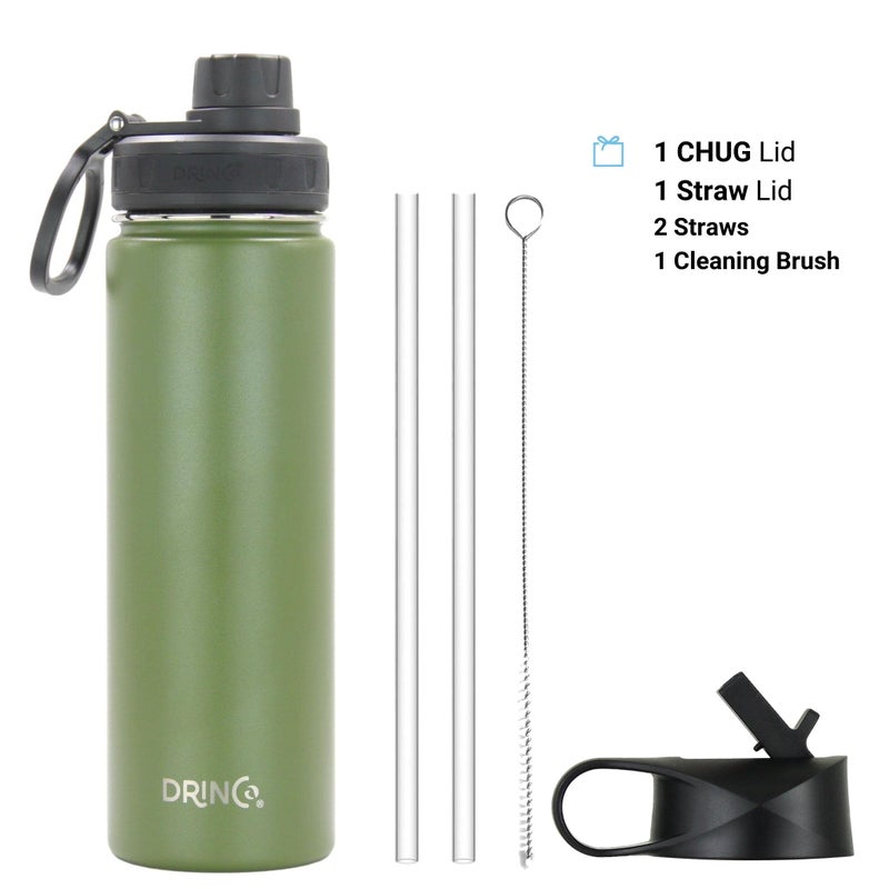 Drinco Stainless Steel Water Bottle Spout Lid Vacuum Insulated Double Wall Water Bottle Wide Mouth (40oz 32oz 22oz 18oz 14oz) Leak Proof Keeps Cold or Hot (22 oz  22oz Forest) - Image 2