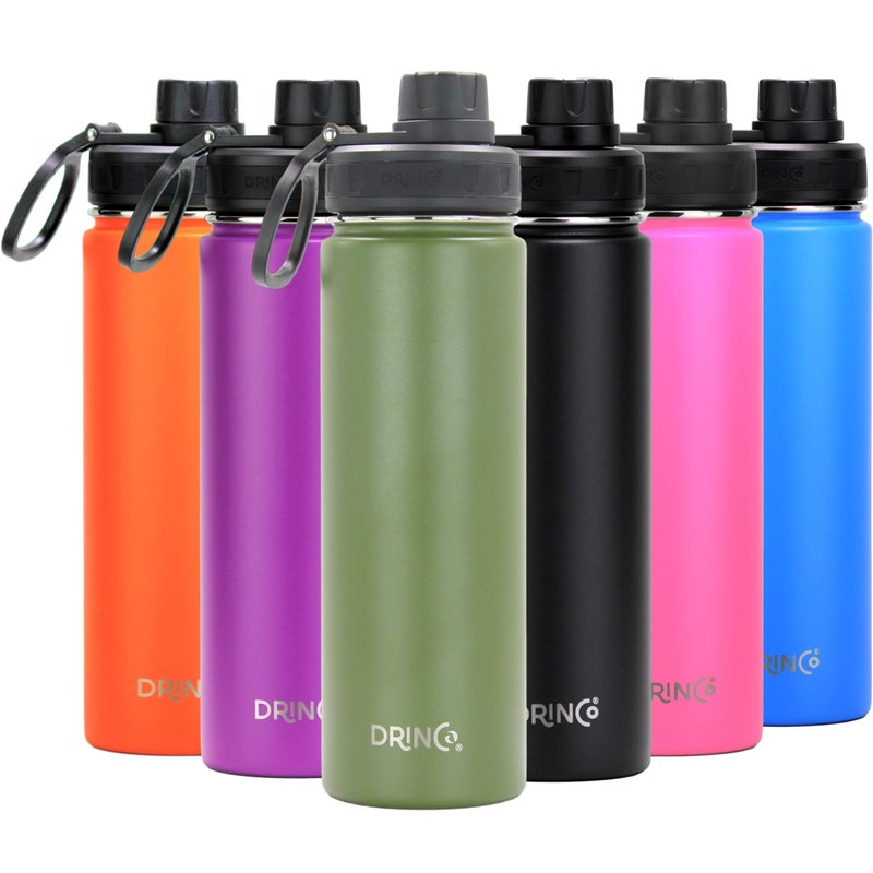 Drinco Stainless Steel Water Bottle Spout Lid Vacuum Insulated Double Wall Water Bottle Wide Mouth (40oz 32oz 22oz 18oz 14oz) Leak Proof Keeps Cold or Hot (22 oz  22oz Forest) - Image 1