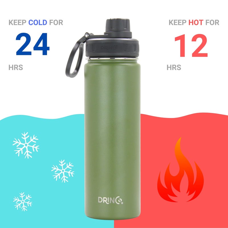 Drinco Stainless Steel Water Bottle Spout Lid Vacuum Insulated Double Wall Water Bottle Wide Mouth (40oz 32oz 22oz 18oz 14oz) Leak Proof Keeps Cold or Hot (22 oz  22oz Forest) - Image 3