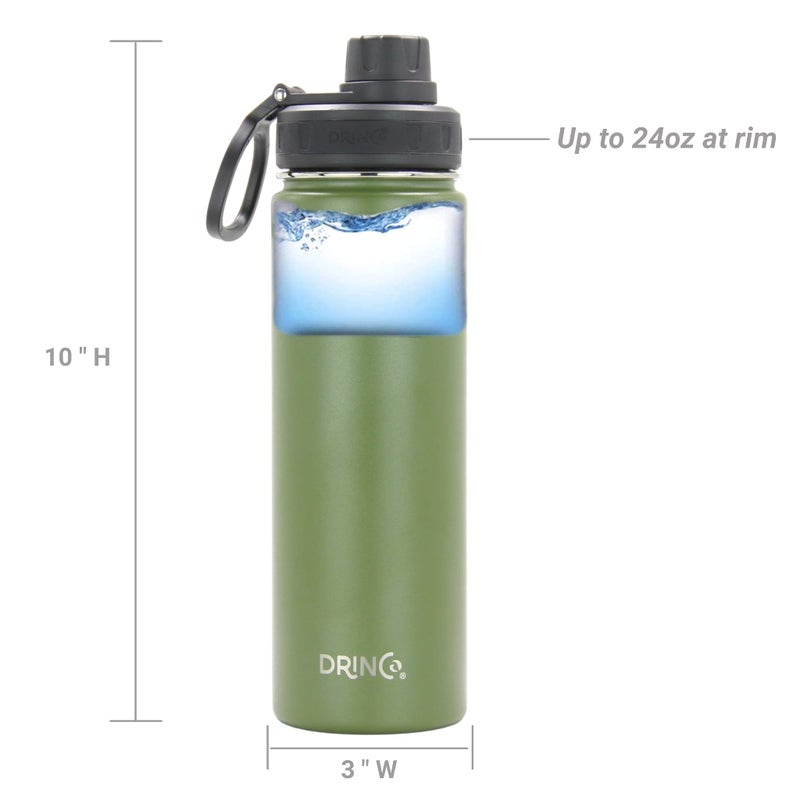 Drinco Stainless Steel Water Bottle Spout Lid Vacuum Insulated Double Wall Water Bottle Wide Mouth (40oz 32oz 22oz 18oz 14oz) Leak Proof Keeps Cold or Hot (22 oz  22oz Forest) - Image 5