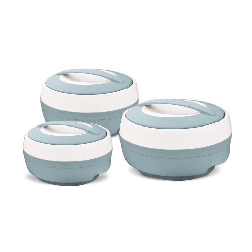 ASIAN Plastic Casserole Inner Stainless Steel Casserole Gift Set of 3 (600 ml, 1000 ml, 1500 ml), (Pestal Blue) | PU Insulated | BPA Free | Food Grade | Hot & Cold | Easy to Carry - Image 4