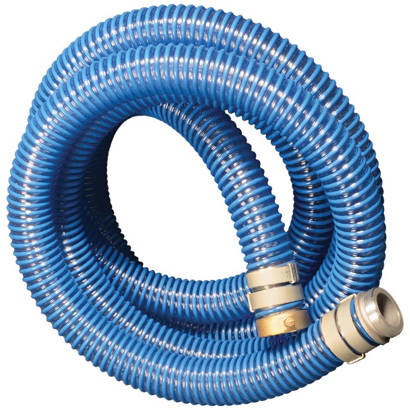 Apache 98106501 PVC Suction Aluminum Short Shank Hose 40 psi 2 Inside Diameter Blue