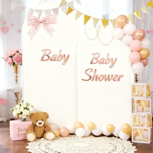 PARTISKY Beige Arch Backdrop Covers, 6.6FT Polyester Fitted Wedding Arch Stand Cover Round Top Chiara Stretchy Arch Backdrop Cover for Birthday Party Ceremony Banquet Decoration - Image 5