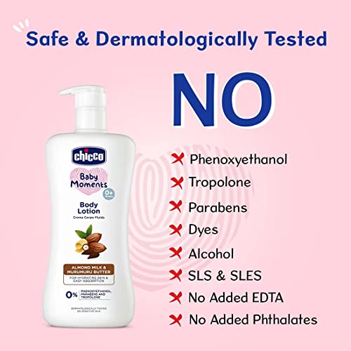 Chicco Baby Moments Body Lotion for Babies, 650ml | Almond Milk & Murumuru Butter | Quick Absorb Formula with Natural Ingredients for Ultra Soft Skin | Dermatologically Tested | Parabens & Phenoxyethanol Free - Image 3