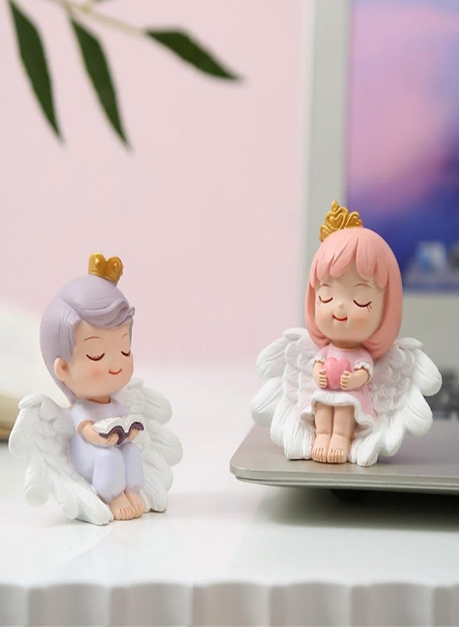 DOYIFun 1 Pair Angel Cake Topper Figurines Angel Prince Princess Sculpture Cake Decoration Christmas Desktop Ornaments Home Table Centerpieces Baby Shower Birthday Party Supplies - Image 3