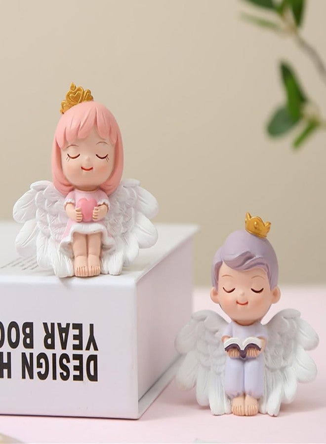 DOYIFun 1 Pair Angel Cake Topper Figurines Angel Prince Princess Sculpture Cake Decoration Christmas Desktop Ornaments Home Table Centerpieces Baby Shower Birthday Party Supplies - Image 4