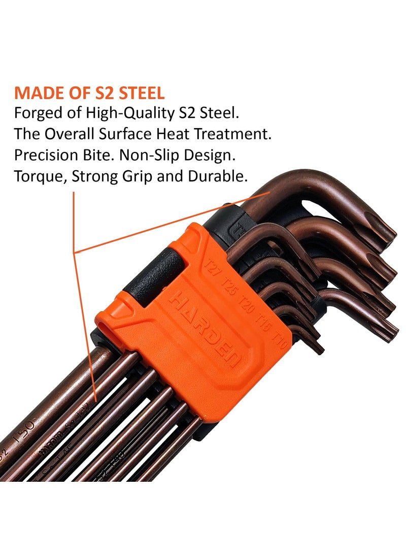 Harden Harden 9pcs Long Torx Key Wrench S2 Steel Strong Grip Durable Plastic Clip 540607  - Image 2