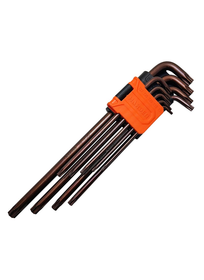 Harden Harden 9pcs Long Torx Key Wrench S2 Steel Strong Grip Durable Plastic Clip 540607  - Image 1