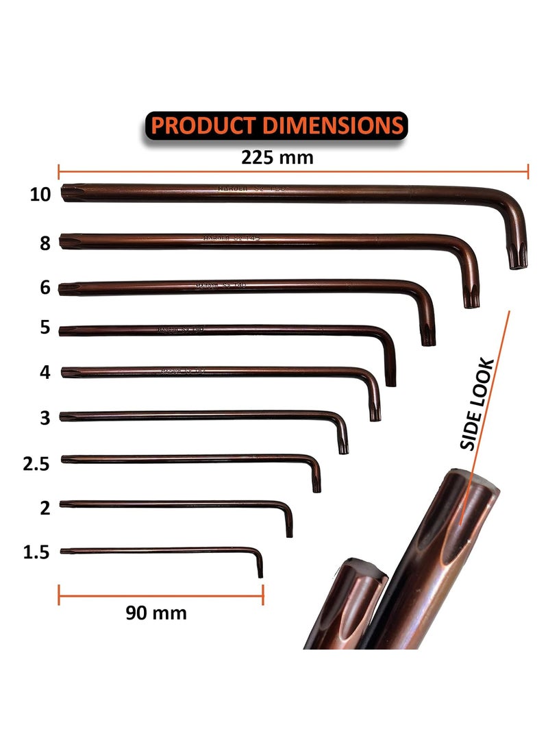 Harden Harden 9pcs Long Torx Key Wrench S2 Steel Strong Grip Durable Plastic Clip 540607  - Image 4