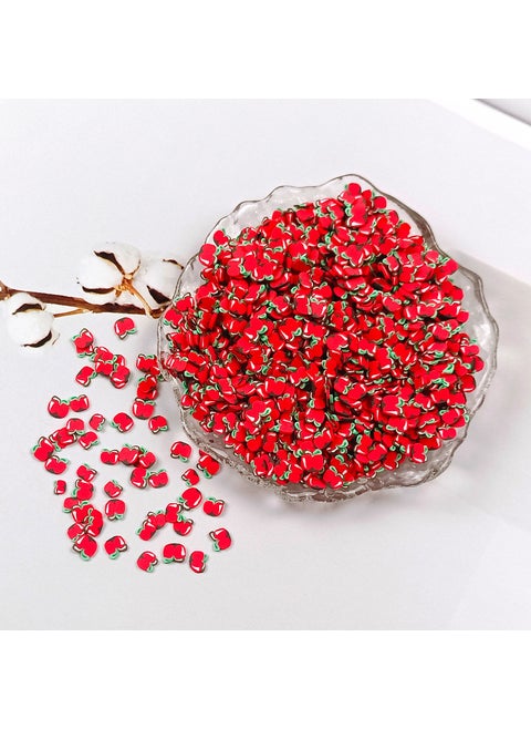 Yalodo 5mm Fruit Slices Soft Clay Bead Charms for Slime 06 Big Red Apple