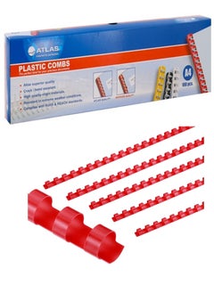 ATLAS 100-Piece Plastic Binding Combs 12mm Width Red  - Image 1