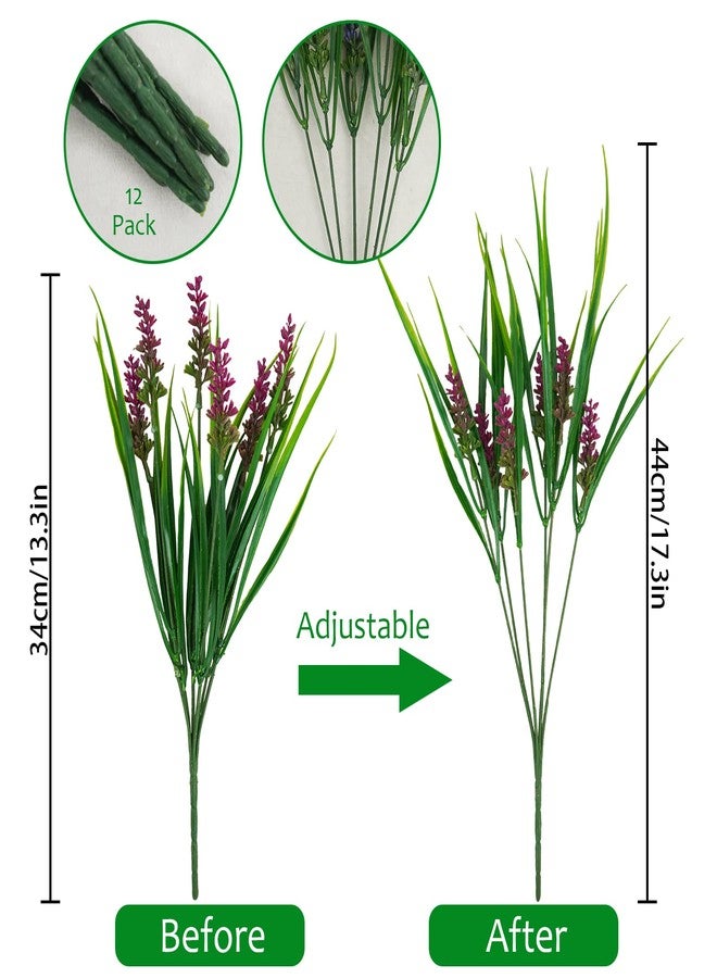 obbsie 12 Bundles Artificial Plants Outdoor, 18.2" UV Resistant Faux Monkey Grass Greenery Stems No Fade Faux Plastic Flowers Shrubs for Home Weddings Garden Porch Front Patio Office Decor - rose Red - Image 4
