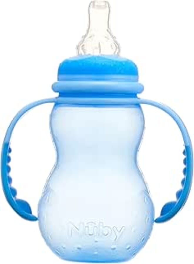 Nuby Nuby 1092-blue feeding bottle with variable flow nipple and handle, blue - 210 ml
