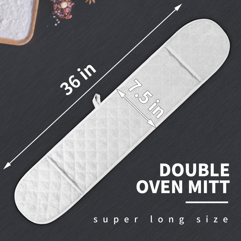 ARCLIBER 36"x7.5" Double Oven Mitt Heat Resistant Potholder Double Oven Glove for Handling Hot Pots Extra Long for Kitchen Cooking Baking - Image 2