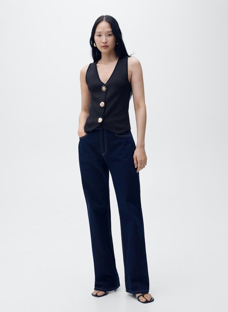 MANGO Knitted Waistcoat With Jewel Buttons - Image 5