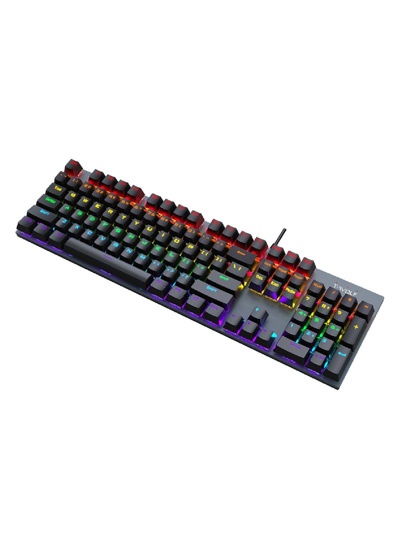 T-WOLF Wired Mechanical Keyboard With 104 Keys Ultra Slim Rgb Backlit For Gaming And Office  - Image 3