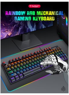 T-WOLF Wired Mechanical Keyboard With 104 Keys Ultra Slim Rgb Backlit For Gaming And Office  - Image 4