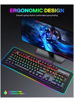 T-WOLF Wired Mechanical Keyboard With 104 Keys Ultra Slim Rgb Backlit For Gaming And Office  - Image 5
