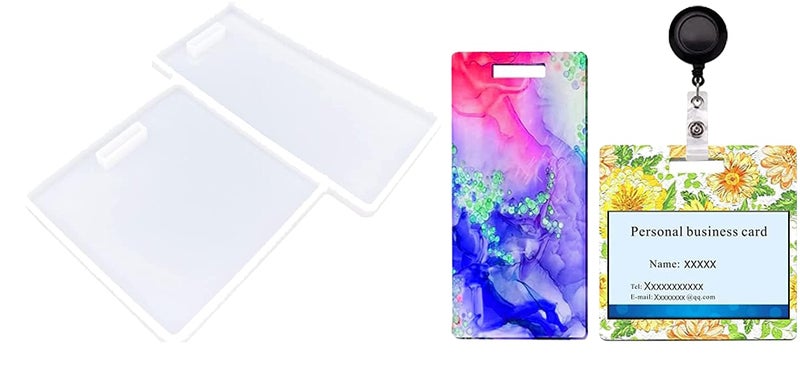 EnaMeena EnaMeena 2Pack Office ID Card Holders Featuring Two Silicone molds for epoxy Resin Casting These Provide a Unique Touch to Personalize Your ID Cards