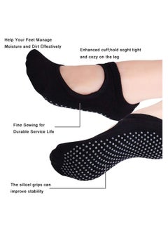 Excefore Non Slip Grip Yoga Socks for Women Skid Pilates, Ballet, Dance, Barefoot Workout(4 PCS)  - Image 2