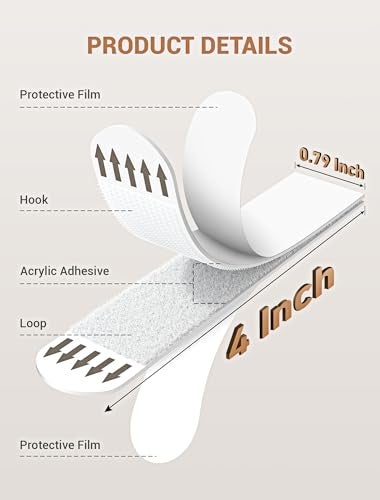 MERDTTES Heavy Duty Large Picture Hanging Strips, 20-Pairs (40 Packs) Adhesive Picture Hangers, No Damage Wall Hanger Without Nail, Poster Hanger Strips, Picture Hanging Hooks for Wall Decoration - Image 3