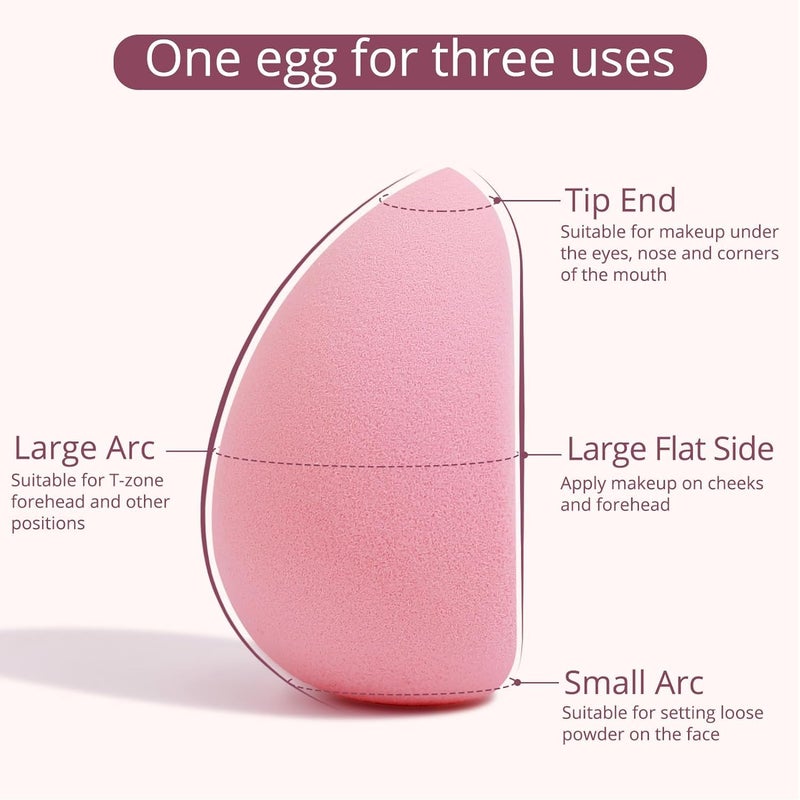 BEAKEY Flat Duo Patented Makeup Sponge Set of 2, Latex Free Pink Beauty Sponge for Foundation and Powder Application, Soft Blending Sponges, Large Flat Design, BeautyTools for Makeup Lovers - Image 2