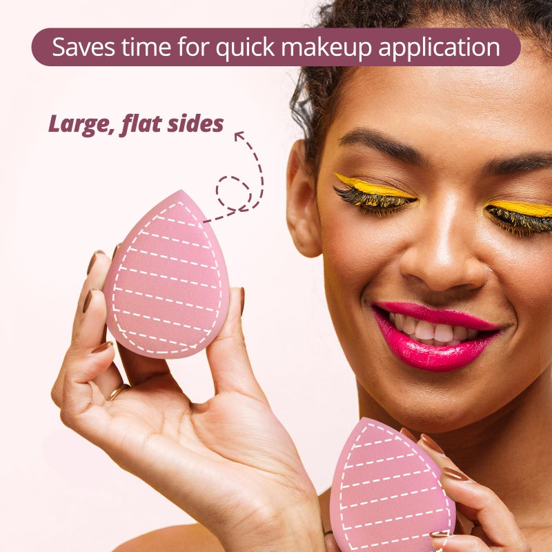 BEAKEY Flat Duo Patented Makeup Sponge Set of 2, Latex Free Pink Beauty Sponge for Foundation and Powder Application, Soft Blending Sponges, Large Flat Design, BeautyTools for Makeup Lovers - Image 4