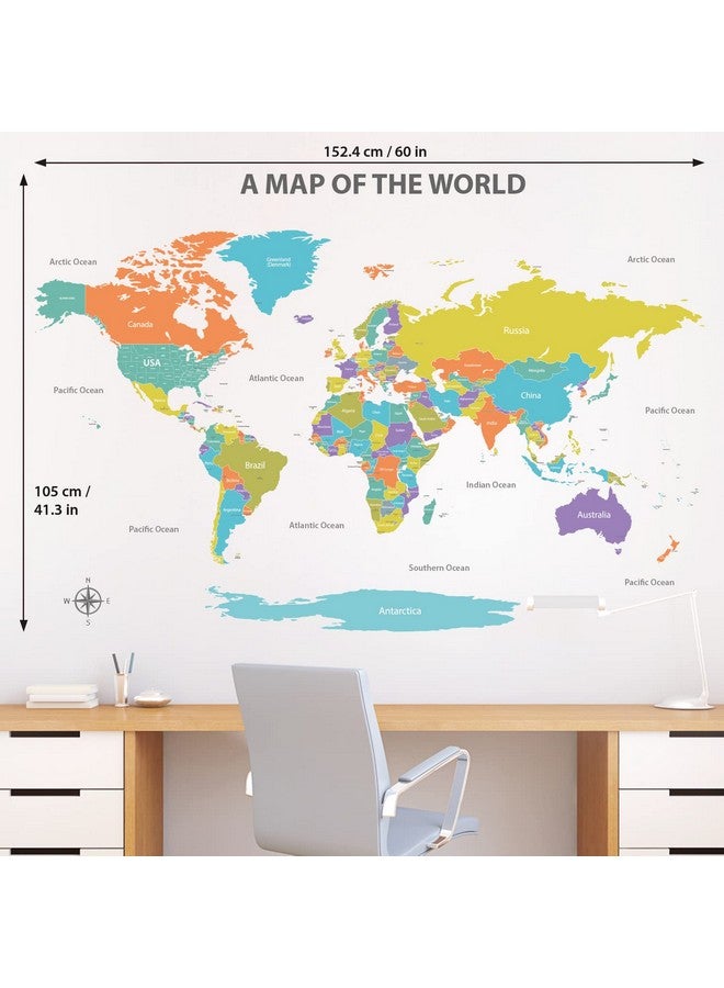 ديكو وال ملصقات حائط ملونة لخريطة العالم من DECOWALL DL3-2302، لوحة فنية، ديكور نسيجي، تاريخي، كبير الحجم للأطفال، السفر، الحمام، الاستمتاع، ورق جدران، منزل عتيق، غرفة المعيشة، غرفة النوم، حضانة الأطفال - Image 5