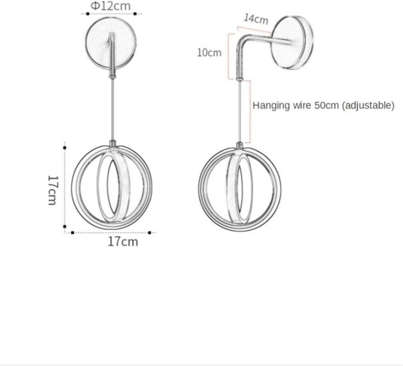 Modern LED Luxury Gold Ring Bedroom Bedside Wall Lamp Nordic Living Room Simple Creative Aisle Corridor Wall Sconces,Contemporary(Black) - Image 2