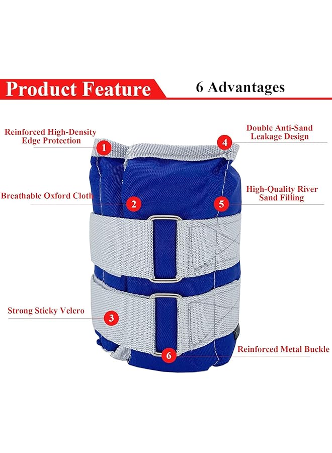 X spring Ankle Weights Set 2 PCS Adjustable Ankle Weights Strength Training Wrist and Wrist Weights Sets for Gym Fitness Workout and Runnin 4kg(8.8lb) Weighted Sandbag Wrist Weights Leg Weights - Image 2