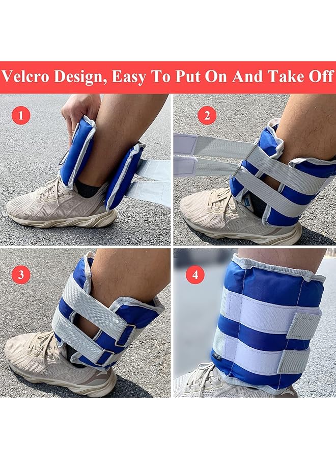 X spring Ankle Weights Set 2 PCS Adjustable Ankle Weights Strength Training Wrist and Wrist Weights Sets for Gym Fitness Workout and Runnin 4kg(8.8lb) Weighted Sandbag Wrist Weights Leg Weights - Image 3