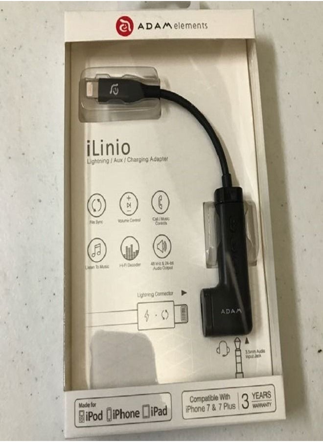 ADAM ELEMENTS ADAM ELEMENTS iLinio Lightning and Aux and Charging Adapter Black  - Image 1