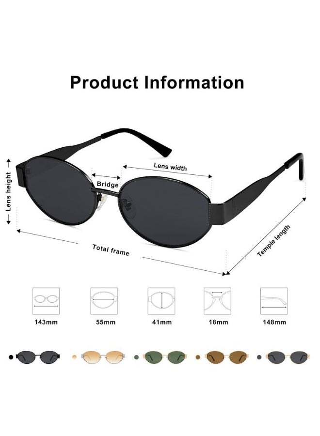 Retro Oval Sunglasses for Women Men Trendy Sun Glasses Classic Shades UV400 Protection SJ1217 - Image 5