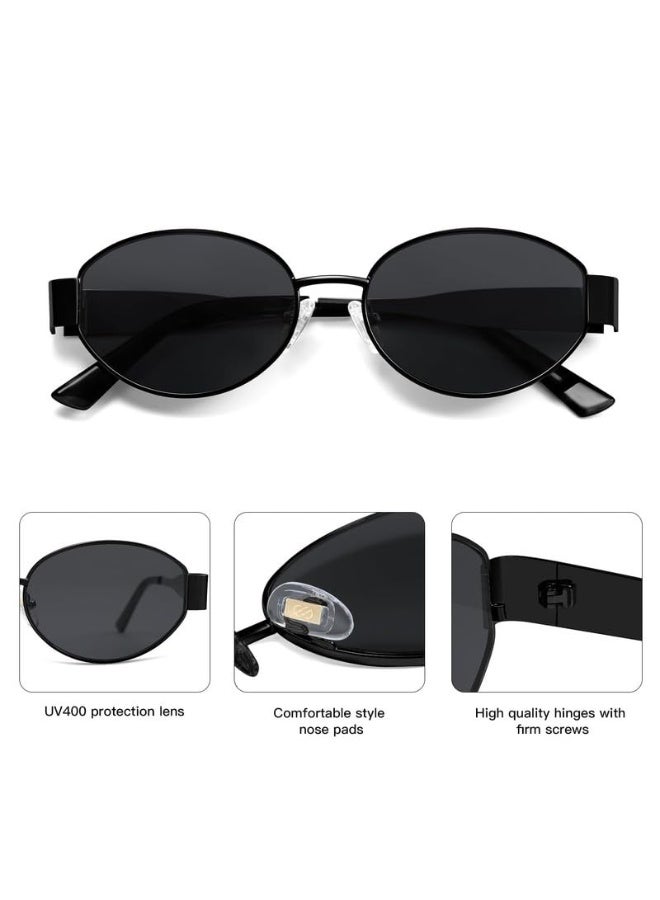 Retro Oval Sunglasses for Women Men Trendy Sun Glasses Classic Shades UV400 Protection SJ1217 - Image 4
