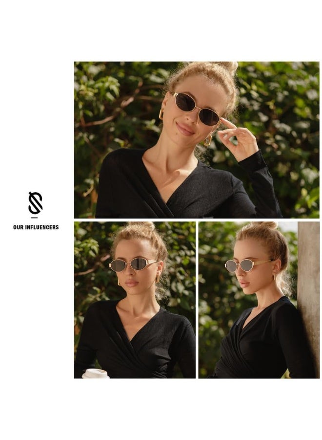 Retro Oval Sunglasses for Women Men Trendy Sun Glasses Classic Shades UV400 Protection SJ1217 - Image 3