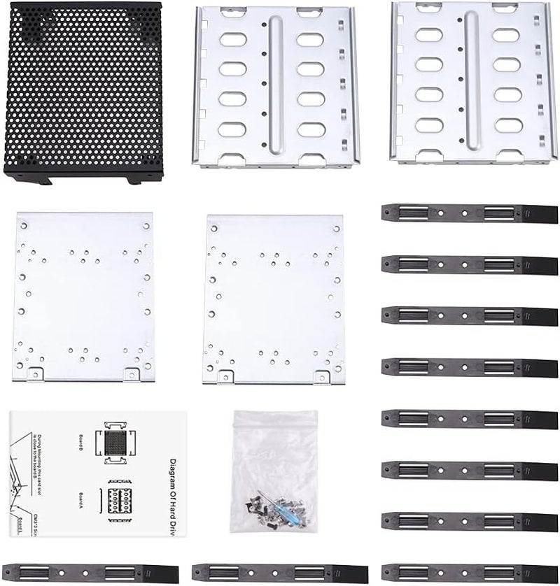 Calidaka Hard Drive Cage,Galvanized Steel Plate + ABS Plastic Cage Hard Drive Tray Rack with Fan Space,Adapter Rack Bracket for Computer SATA 5.25in to 5X 3.5 - Image 2