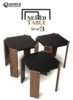 Set of 3 indoor Modern Nested Living Room Home Office Stacking Furniture Stackable Table Set