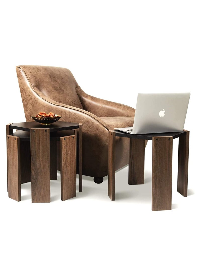 Eworld - Set of 3 indoor Modern Nested Living Room Home Office Stacking Furniture Stackable Table Set - Image 1