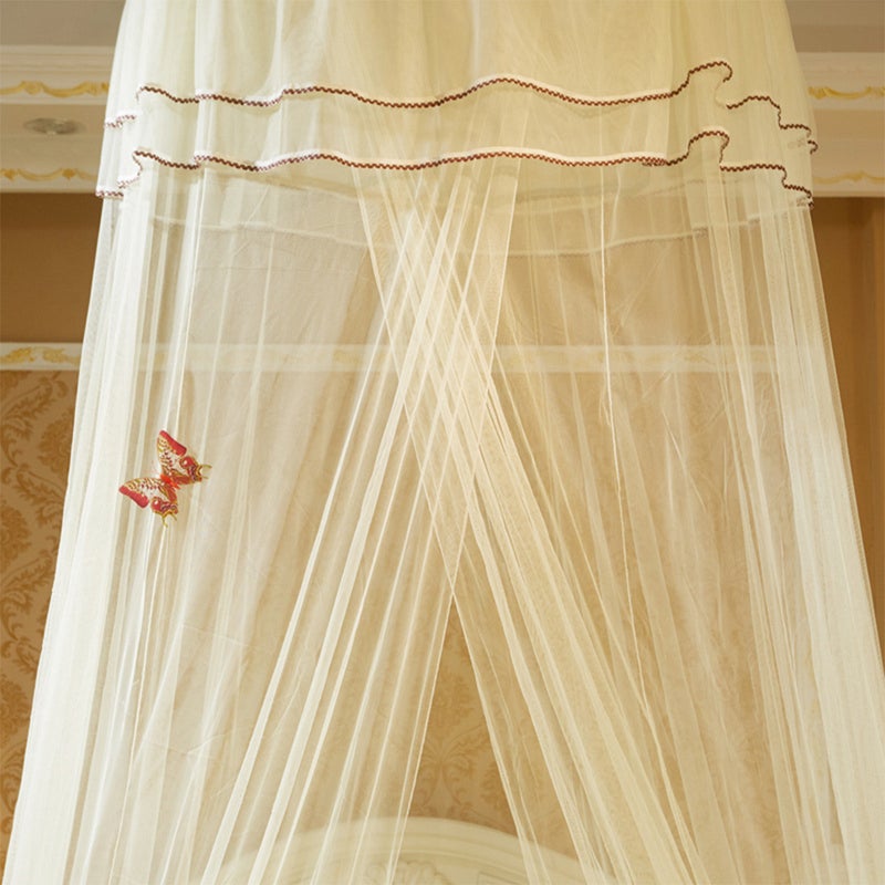 1pc Ceiling Lace Bed Net Canopy Classical Dome Hanging Net for Bedroom (Beige) - Image 4