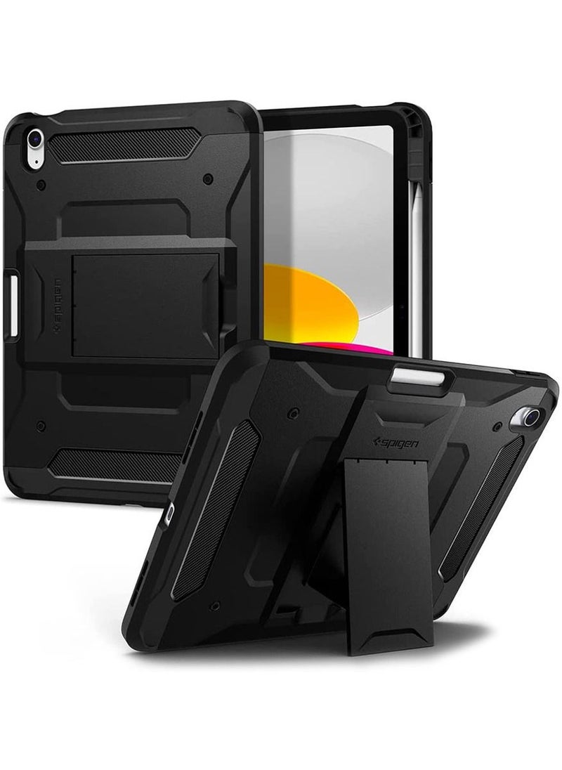 Spigen Tough Armor Pro for iPad 10th Generation (2022) 10.9 inch Case Cover with Apple Pencil Holder - Black  - Image 1