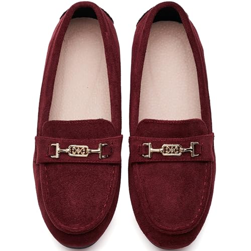 DeYashopin Women's Loafer Shoes Leisure Slip On Work Shoes Comfort Walking Flats Wine Red 8.5 - Image 4