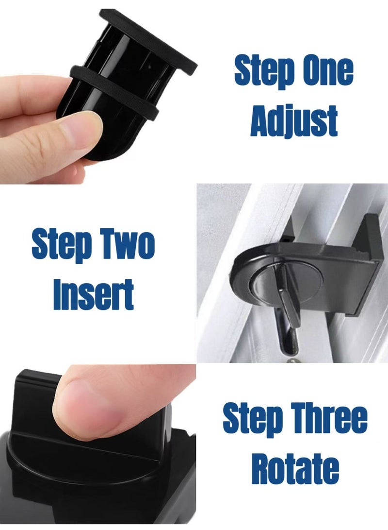 Solumi 3 Pcs Sliding Window Locks with Key – Adjustable No-Drill Child Safety Window Lock, Durable Aluminum Security Lock for Vertical & Horizontal Windows and Doors (Black) - Image 4