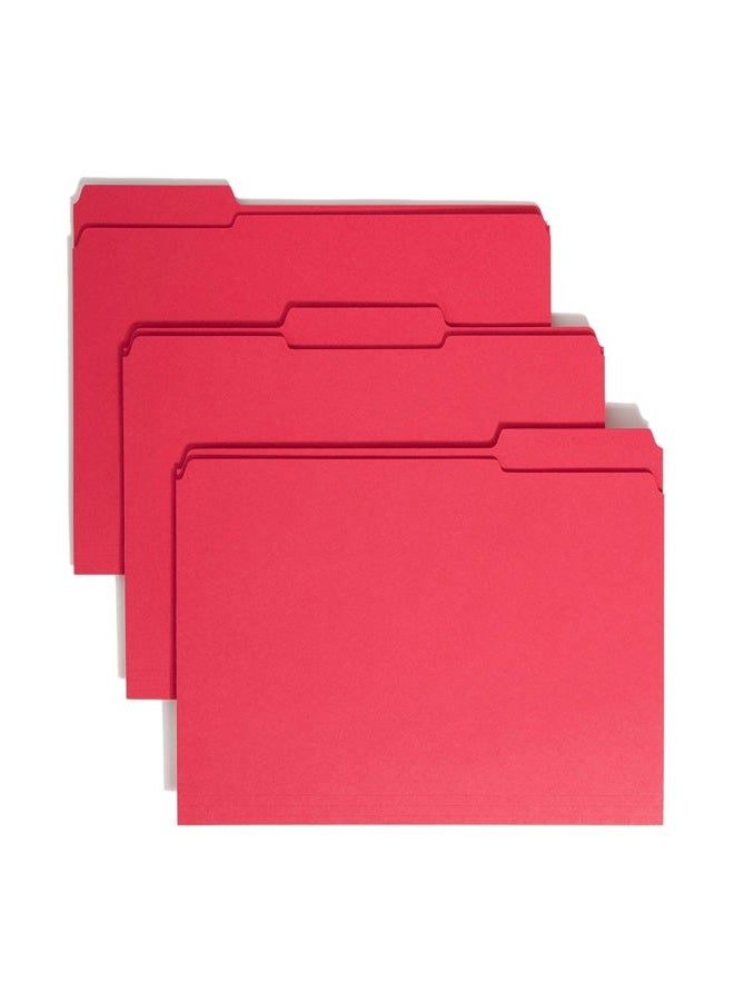 Smead File Folder, Reinforced 1/3-Cut Tab, Letter Size, Red, 100 per Box (12734) - Image 1