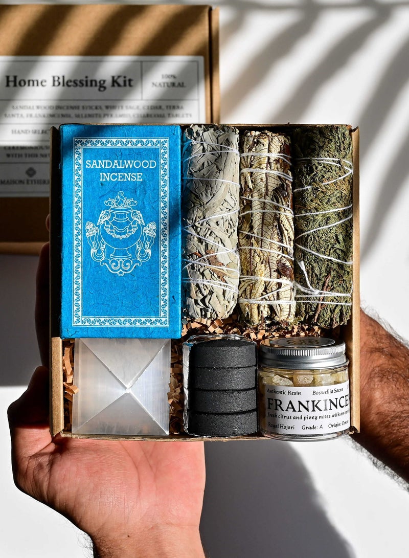 MAISON ETHERIQUE Home Blessing Kit: White Sage, Cedar, Yerba Santa, Frankincense, Sandalwood Incense, Selenite Crystal - Purify and Harmonize Your Space - Image 5