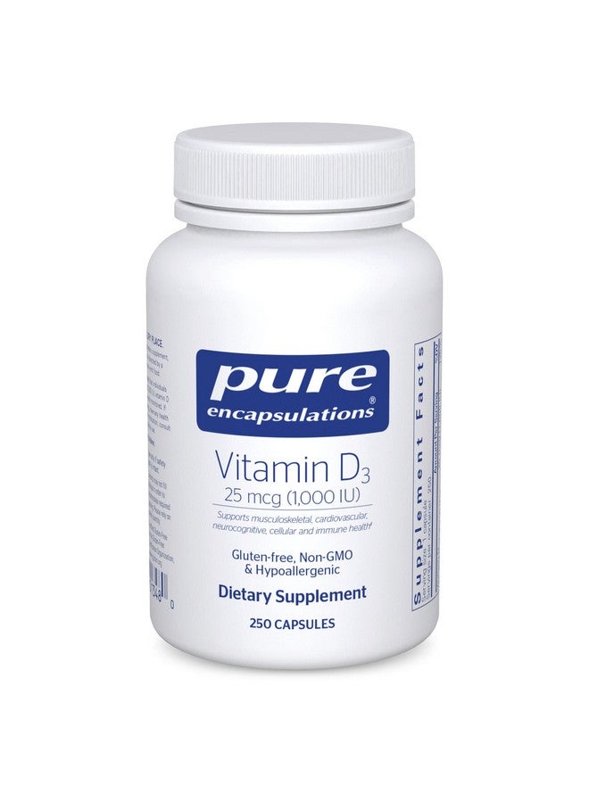 Pure Encapsulations Vitamin D3 25 mcg (1,000 IU) - Supplement to Support Bone, Joint, Breast, Heart, Colon & Immune Health - with Premium Vitamin D - 250 Capsules - Image 1