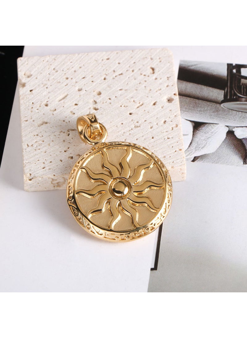 Generic Retro Sunflower Pendant Titanium Steel Necklace Gold pendant CE402 gold chain 3.0*6.0 