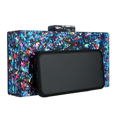 Gets Acrylic Purses and Handbags for Women Multicolor Perspex Box Clutch Purses for Women Wedding Evening Crossbody Handbag (Mixed Blue) - Image 2